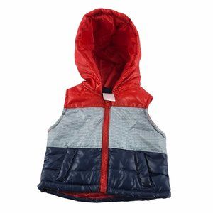 Little Rebels 0-3 mo Red + Blue Hooded Puffer Vest